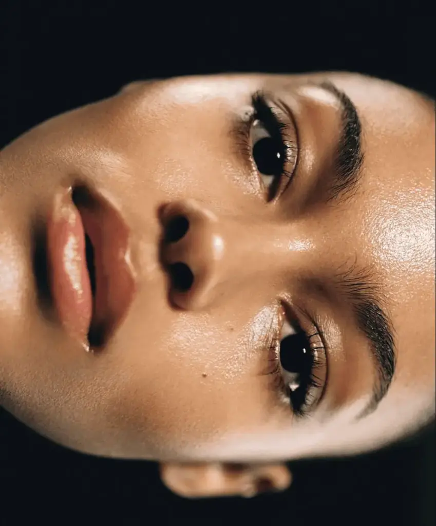 A woman's face in soft light