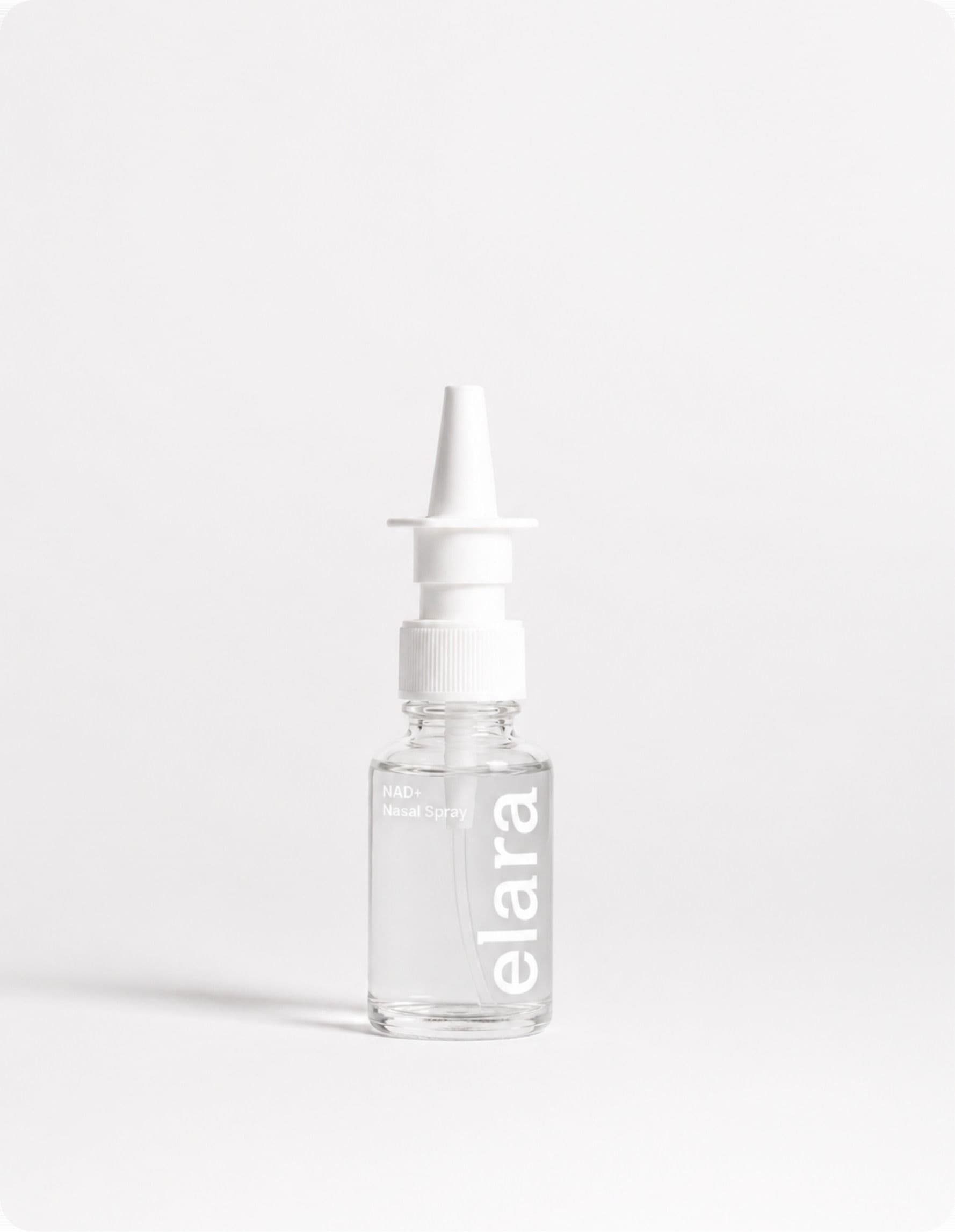 The elara NAD+ nasal spray bottle